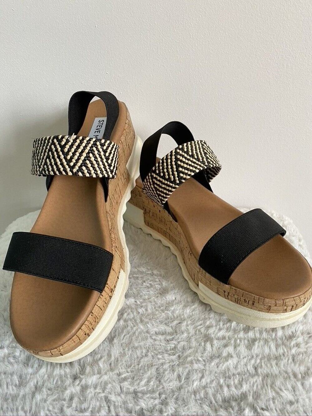 8 M Steve Madden Kabel Wedge Sandal Elastic Slingback